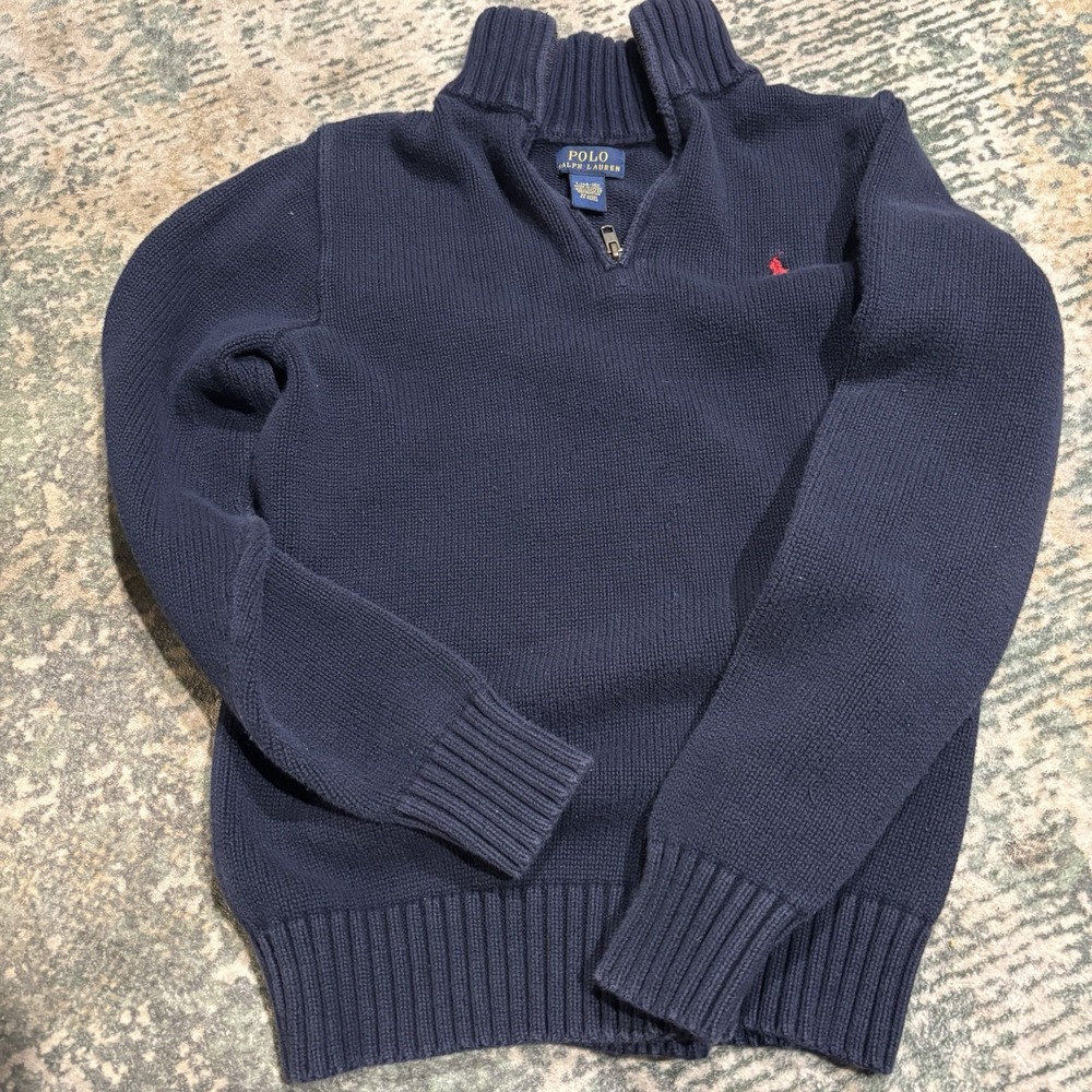 Polo Ralph Lauren Boys L (14-16) Navy Blue Zip Neck Sweater